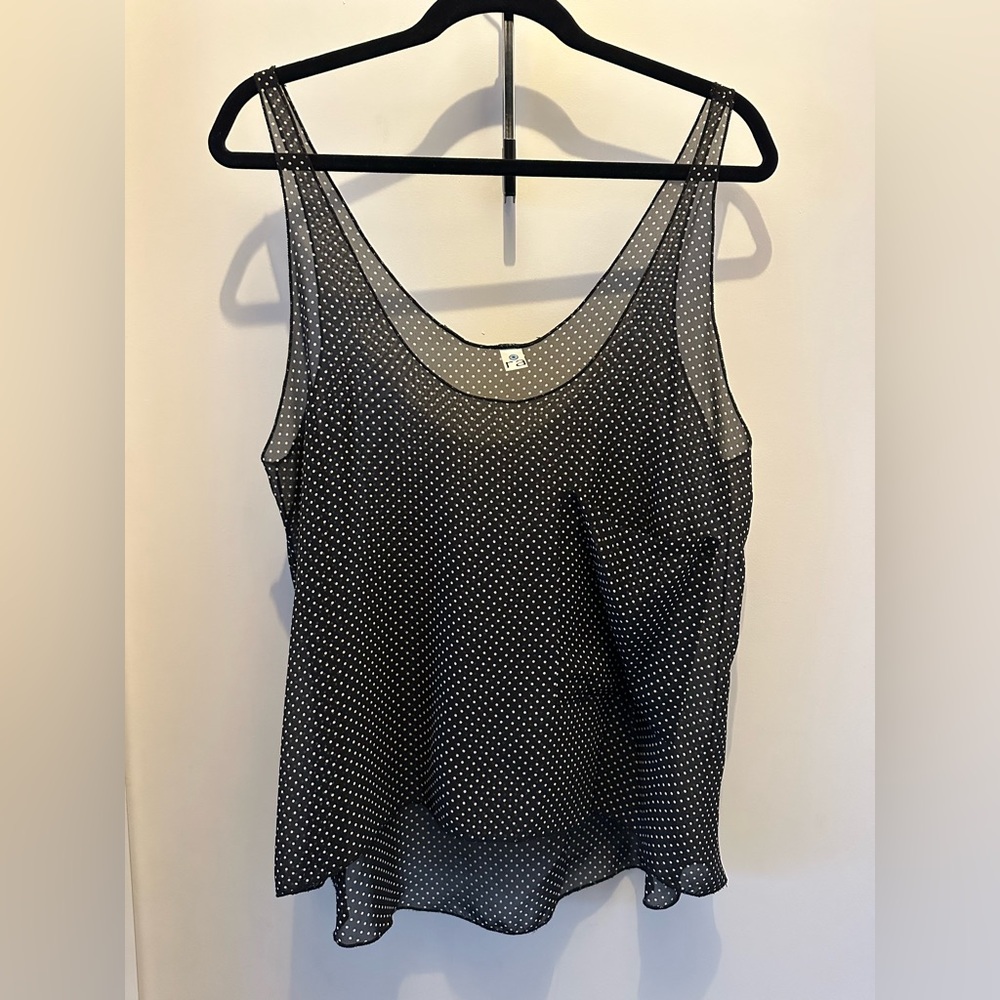 ra Black / White Polka Dot Sheet Tank Top sz 2 (M)